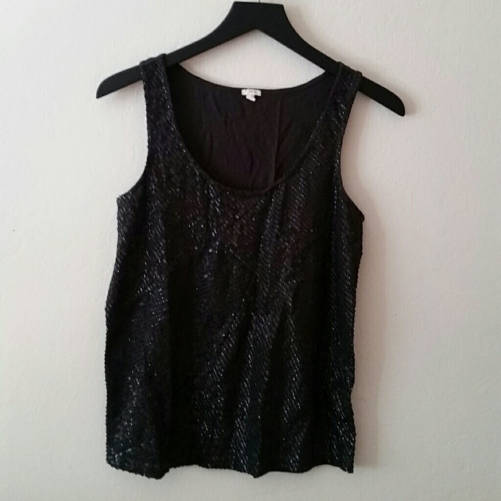 J. CREW black sequin cotton tank top